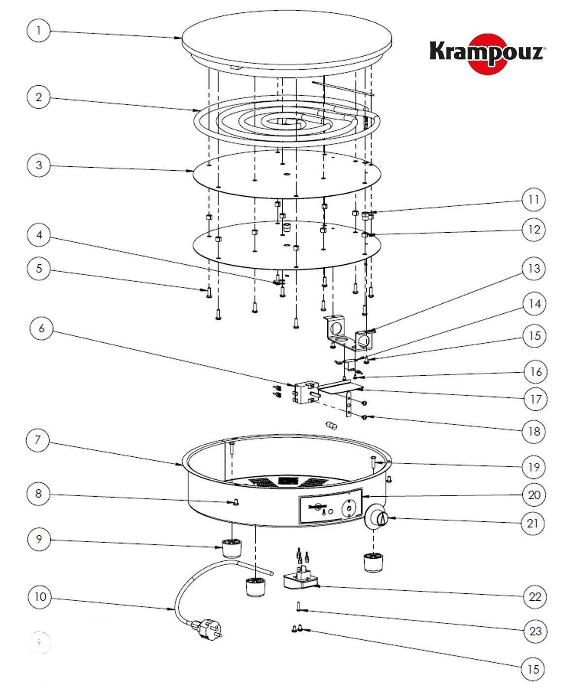 Resistência de máquina de fazer crepes Krampouz  3000w D=40cm