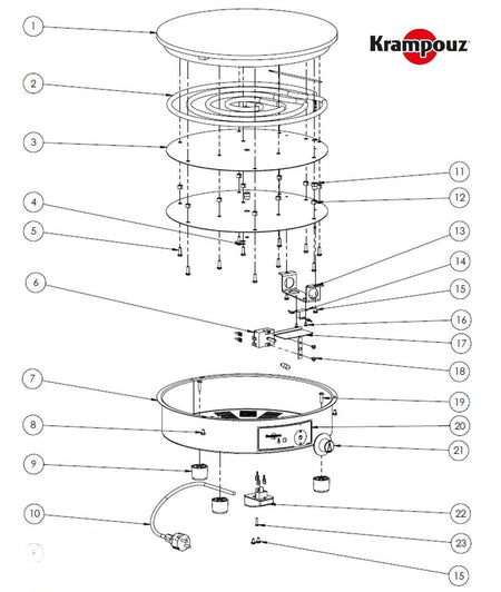 Resistência de máquina de fazer crepes Krampouz  3000w D=40cm