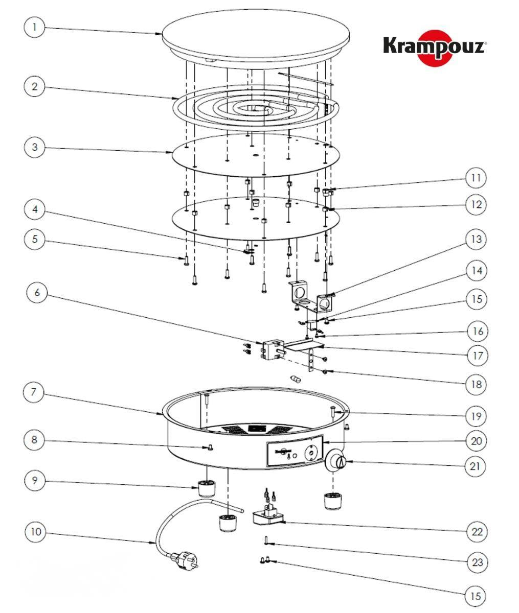 Termostato de máquina elétrica de crepes Krampouz