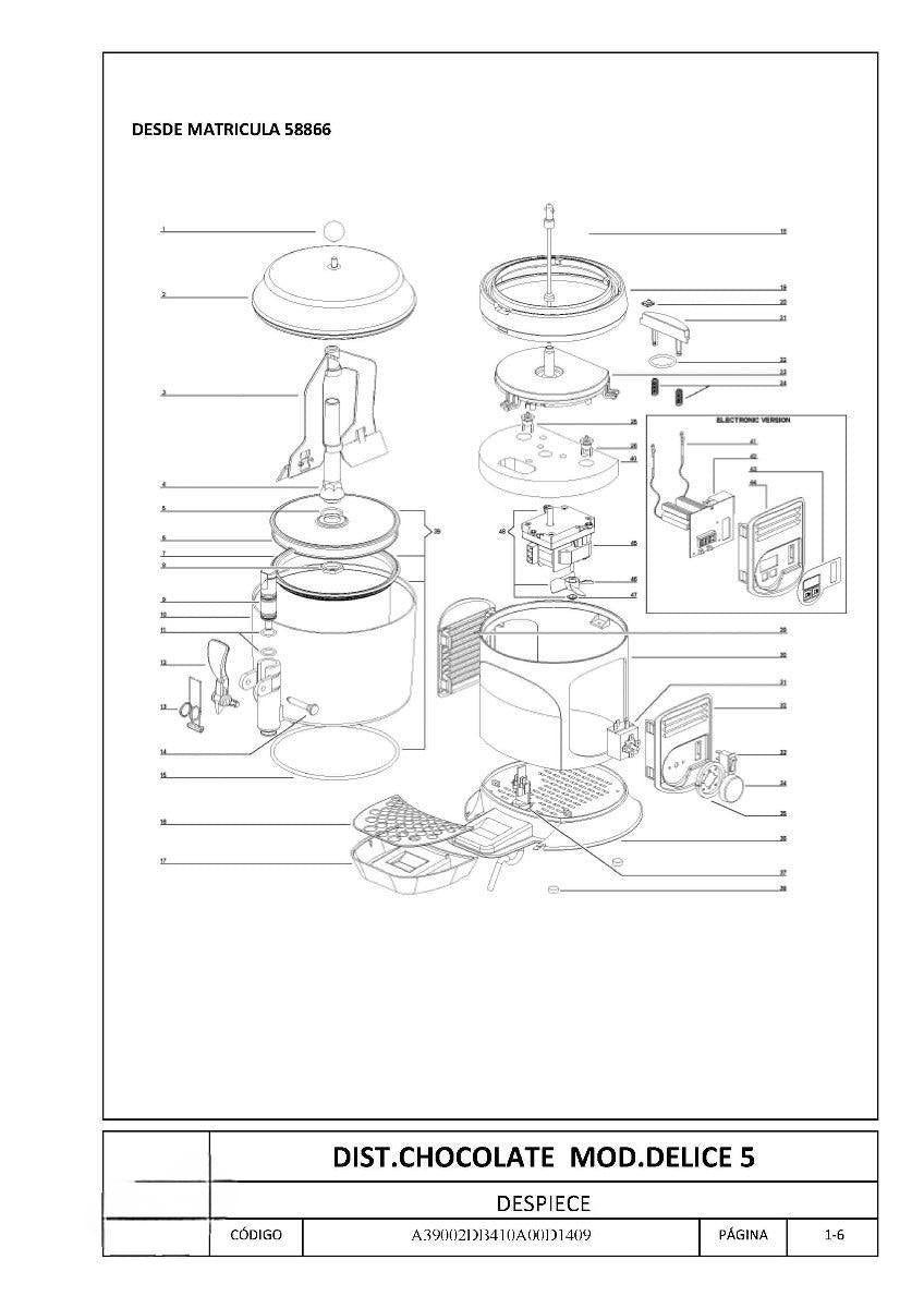 Pieza 15 - Junta OR contenedor chocolatera Ugolini Delice 5L